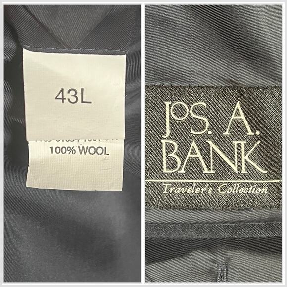 Jos A Bank Traveler 43L 36x31 Mens Navy Blue 2 Piece Suit Jacket Pants - Picture 16 of 16